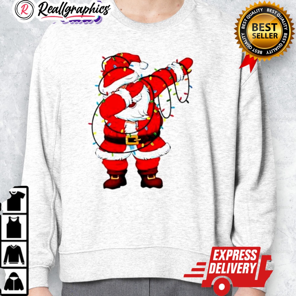 family xmas dabbing santa christmas lights snow shirt 2 oxqd4o