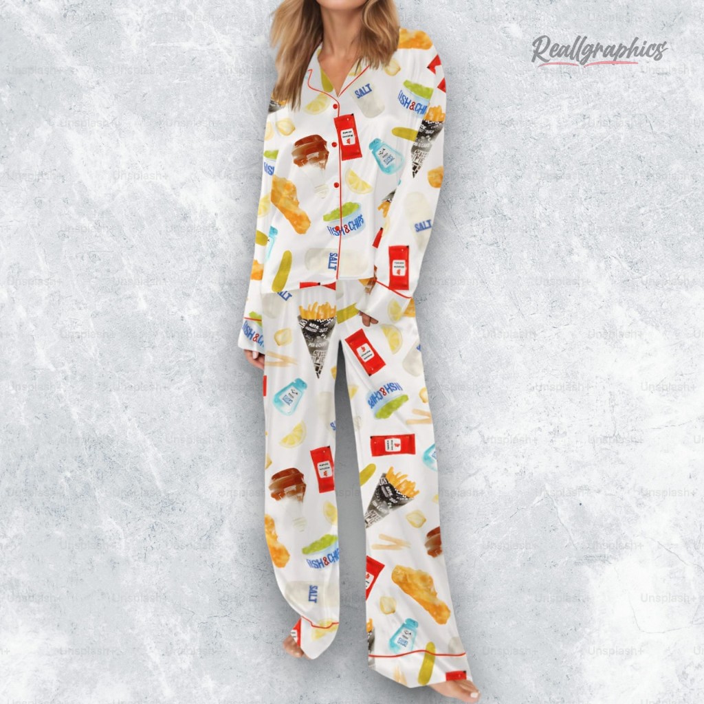 Fish And Chips Satin Pajama Set Fish And Chips Satin Pajama Set