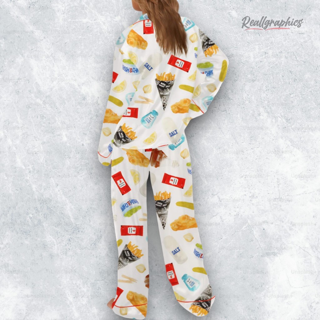 fish and chips satin pajama set 2 csabuj