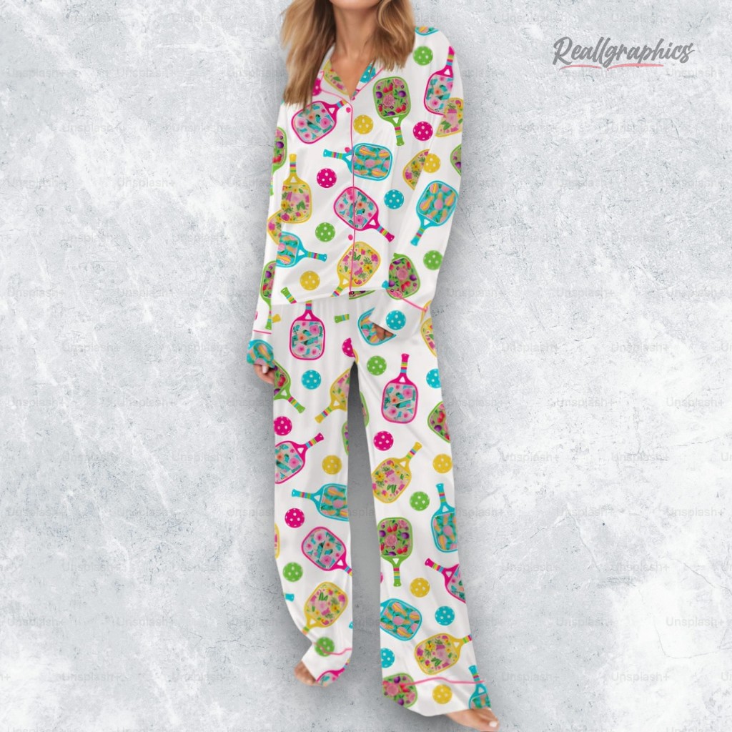 Floral Pickleball Satin Pajama Set Floral Pickleball Satin Pajama Set