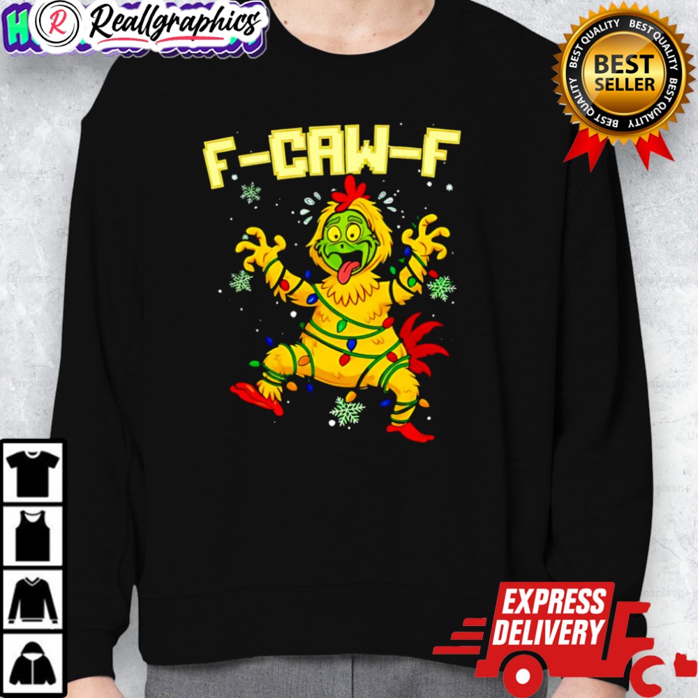 funny f caw f chicken 2025 christmas shirt 2 daep8t