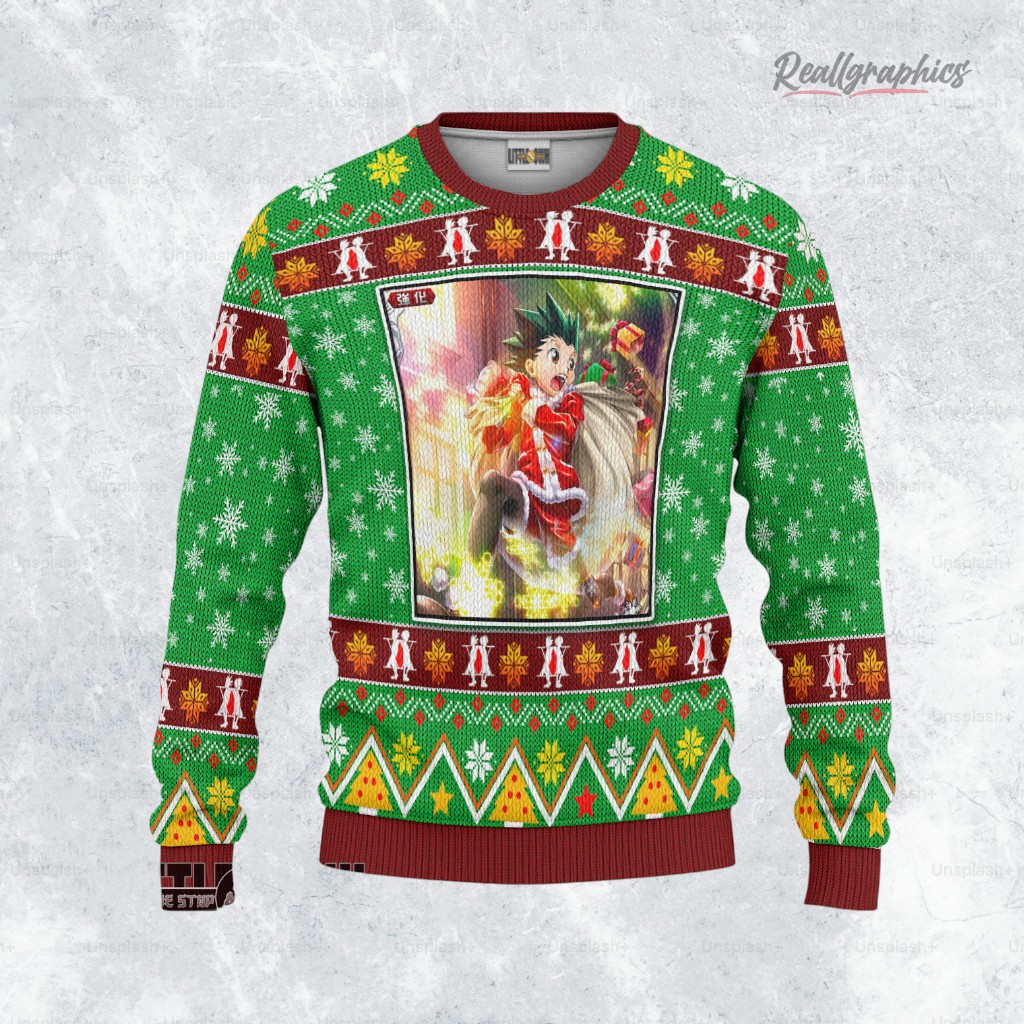 gon freecss sweatshirt custom hunter x hunter ugly sweater 2 fncdxa