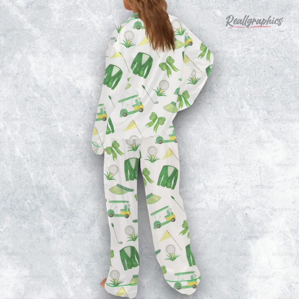 Green Coat Golf Coquette Satin Pajama Set Green Coat Golf Coquette Satin Pajama Set