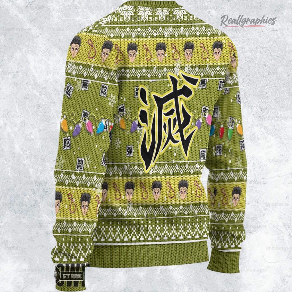 gyomei ugly christmas sweater demon slayer custom anime sweatshirt 2 uoghio
