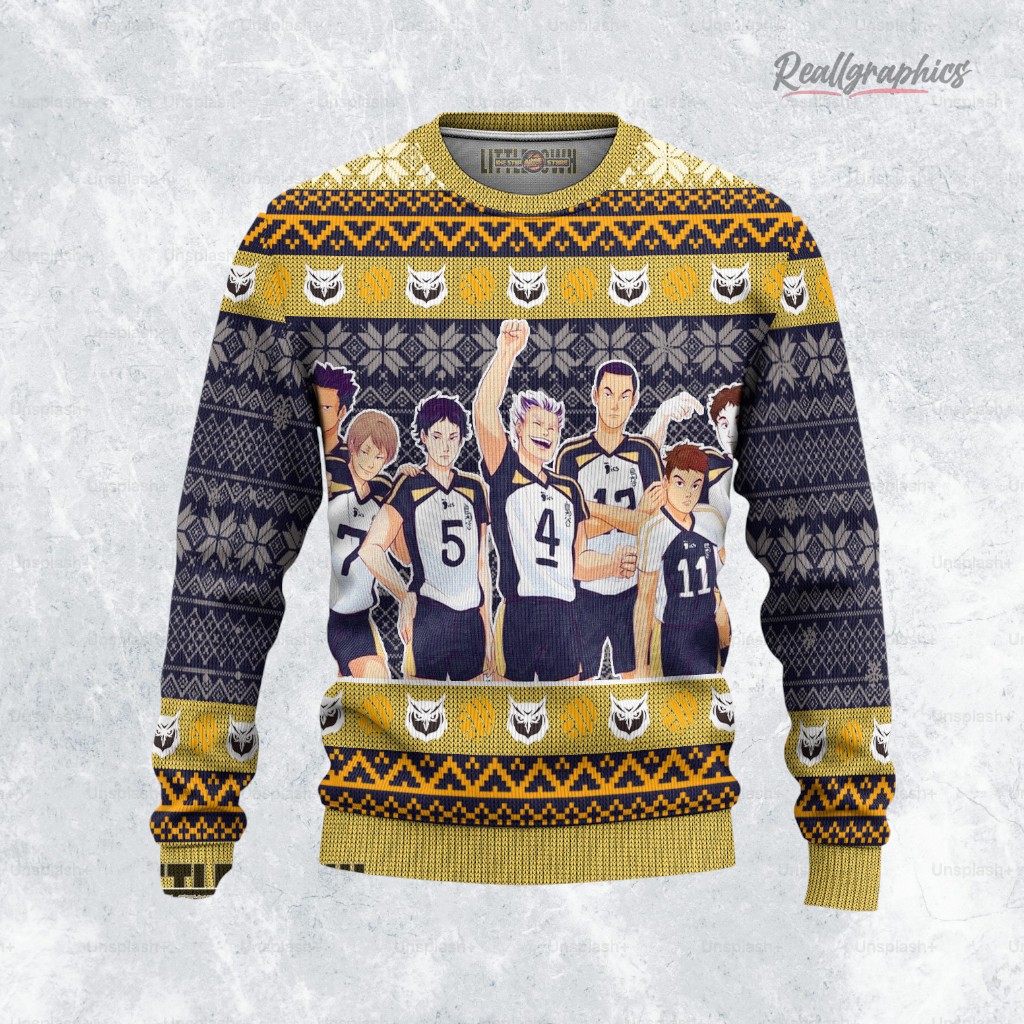 Haikyuu Ugly Christmas Sweater Fukurodani Academy Xmas Ugly Sweatshirt, Sweater Haikyuu Ugly Christmas Sweater Fukurodani Academy Xmas Ugly Sweatshirt, Sweater