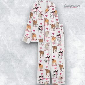 highland cow western valentines day satin pajama set 1 idiyrw