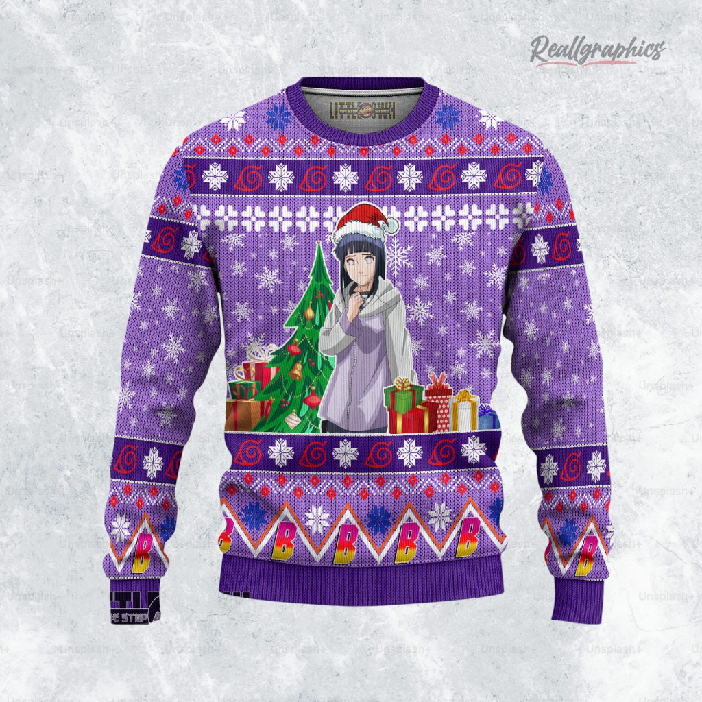Hinata Ugly Sweater Boruto Xmas Ugly Sweatshirt, Sweater Hinata Ugly Sweater Boruto Xmas Ugly Sweatshirt, Sweater