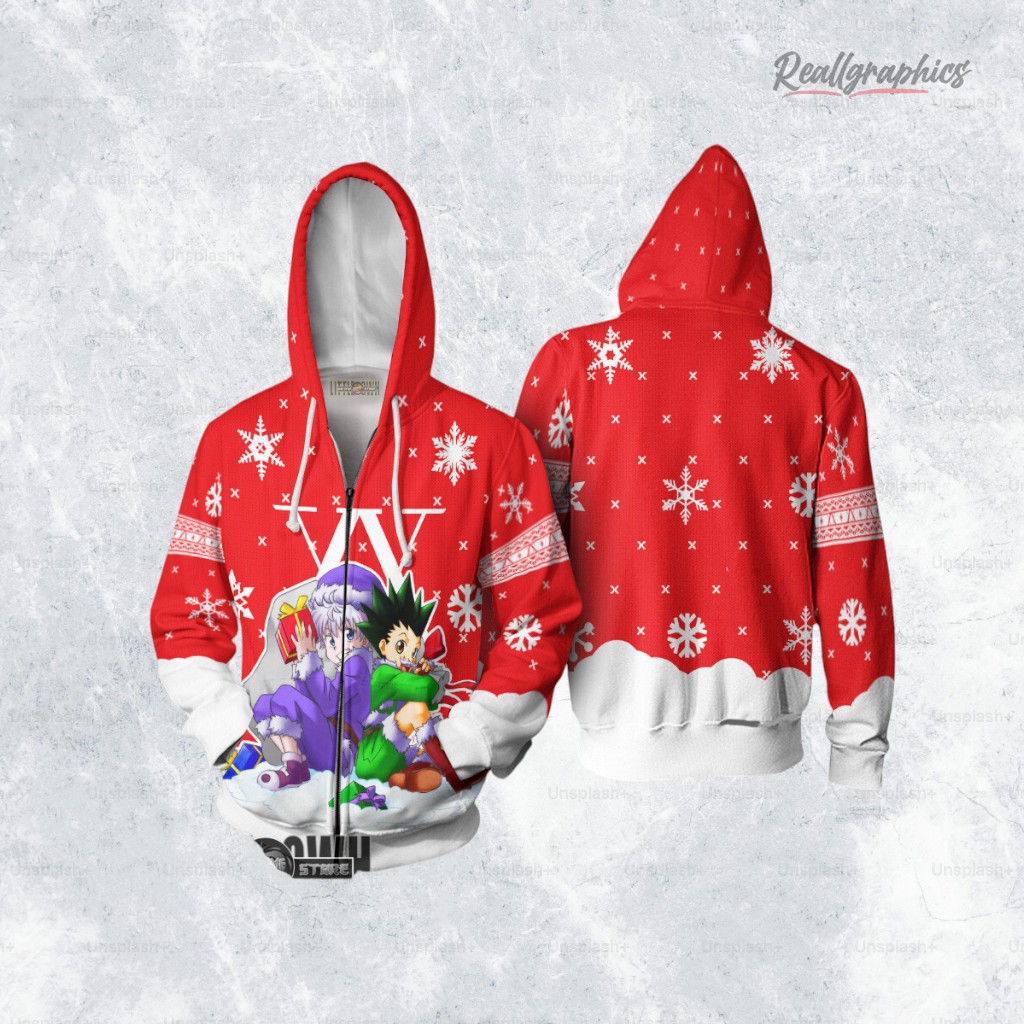 hunter x hunter gon x killua anime christmas ugly sweater anime xmas gift ideas 2 q0hxiy