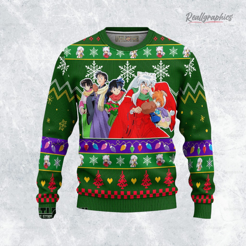 Inuyasha Ugly Christmas Sweater Green Inuyasha Ugly Christmas Sweater Green