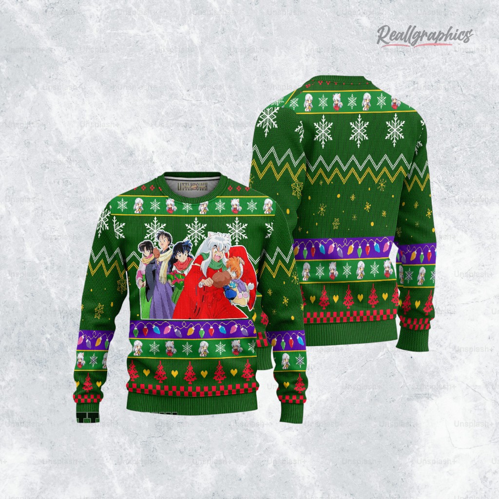 inuyasha-ugly-christmas-sweater-green-3_mewdbf inuyasha ugly christmas sweater green 3 mewdbf
