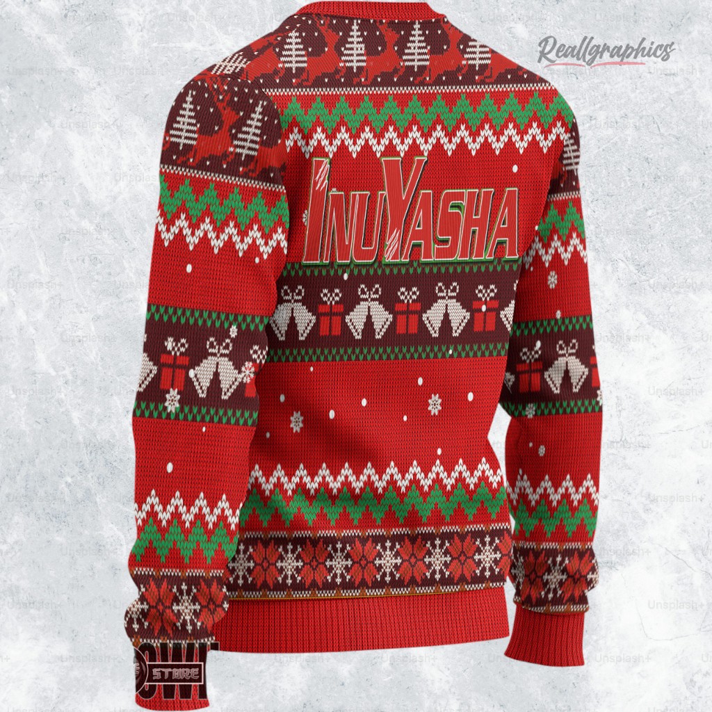 inuyasha ugly christmas sweater red 2 hjzxwv