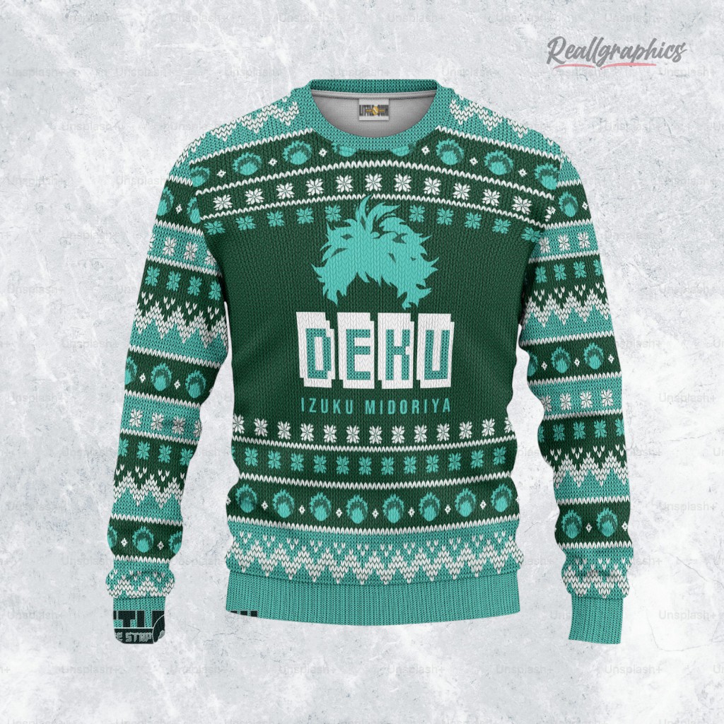 izuku midoriya ugly sweater my hero academia xmas ugly sweatshirt sweater christmas gift 2 btighd