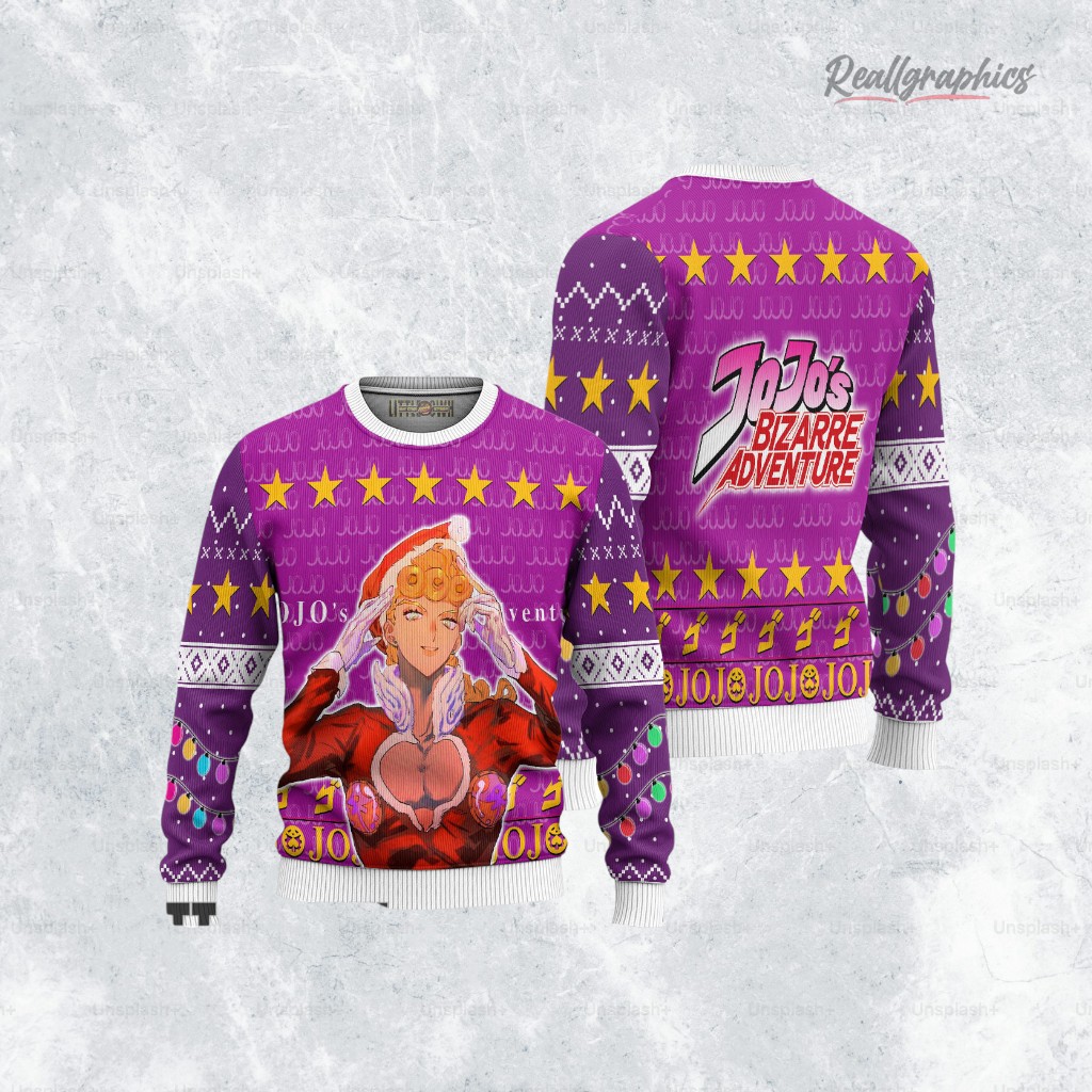 jojos bizarre adenture giorno gioanna anime christmas ugly sweater anime xmas gift ideas 3 gjavvh