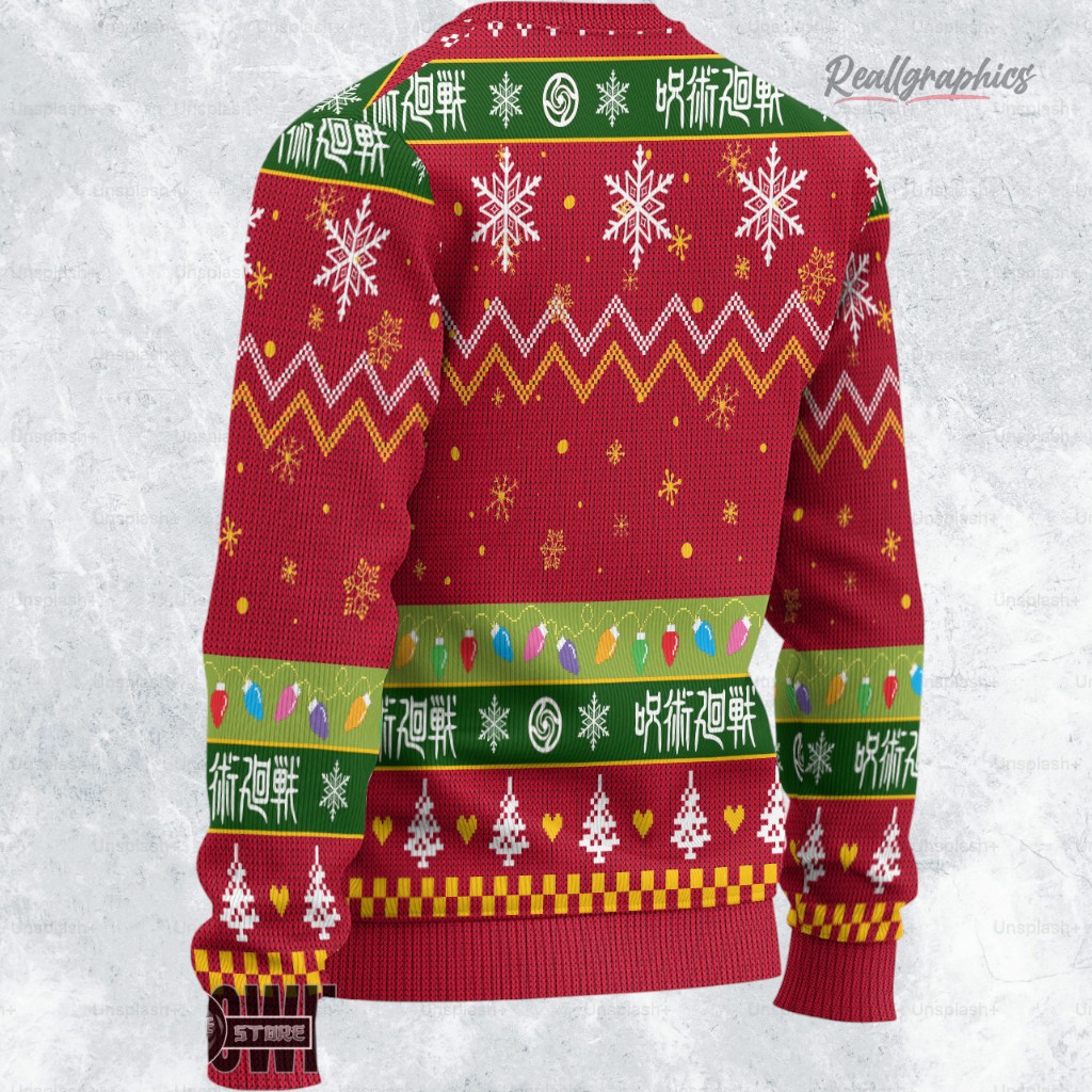 jujutsu kaisen characters ugly christmas sweater red 2 wrgdyj