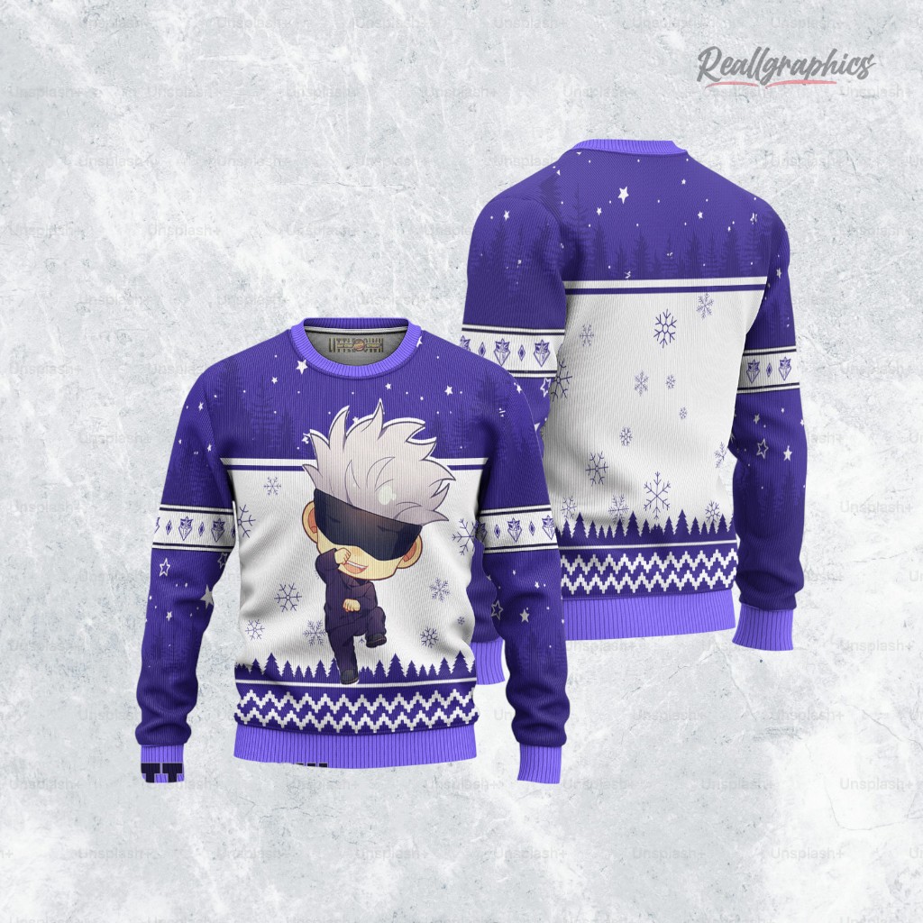 Jujutsu Kaisen Gojo Satoru Anime Christmas Ugly Sweater Anime Xmas Gift Ideas Jujutsu Kaisen Gojo Satoru Anime Christmas Ugly Sweater Anime Xmas Gift Ideas