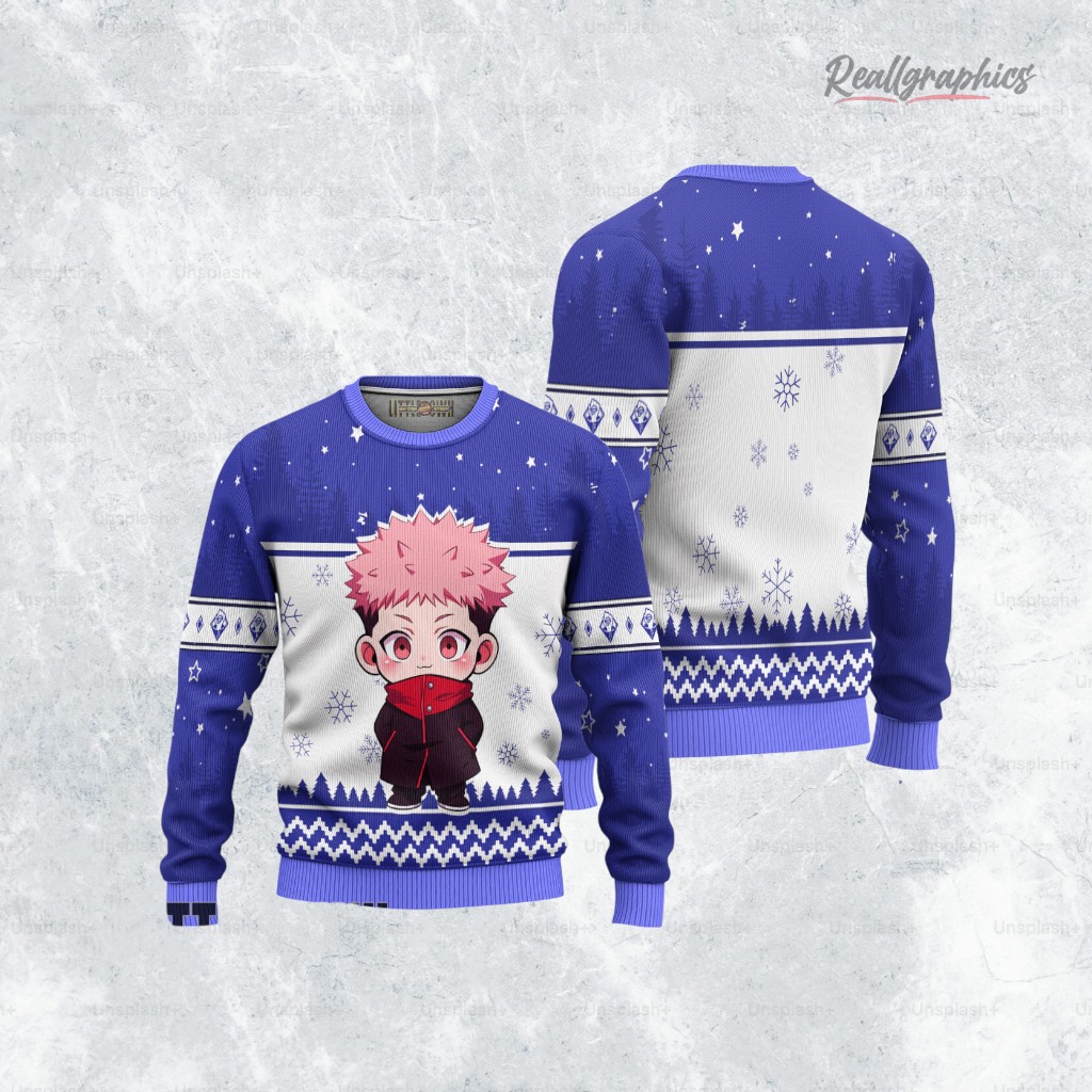 Jujutsu Kaisen Itadori Yuji Anime Christmas Ugly Sweater Anime Xmas Gift Ideas Jujutsu Kaisen Itadori Yuji Anime Christmas Ugly Sweater Anime Xmas Gift Ideas