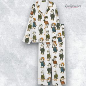 just a horror goose halloween silly goose horror moie satin pajama set 1 tfq1uc