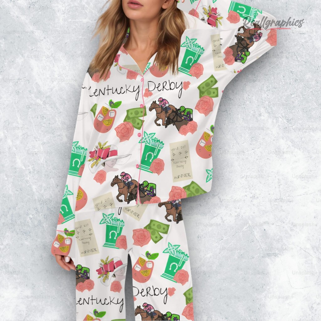 kentucky derby horse satin pajama set 2 xb12fa