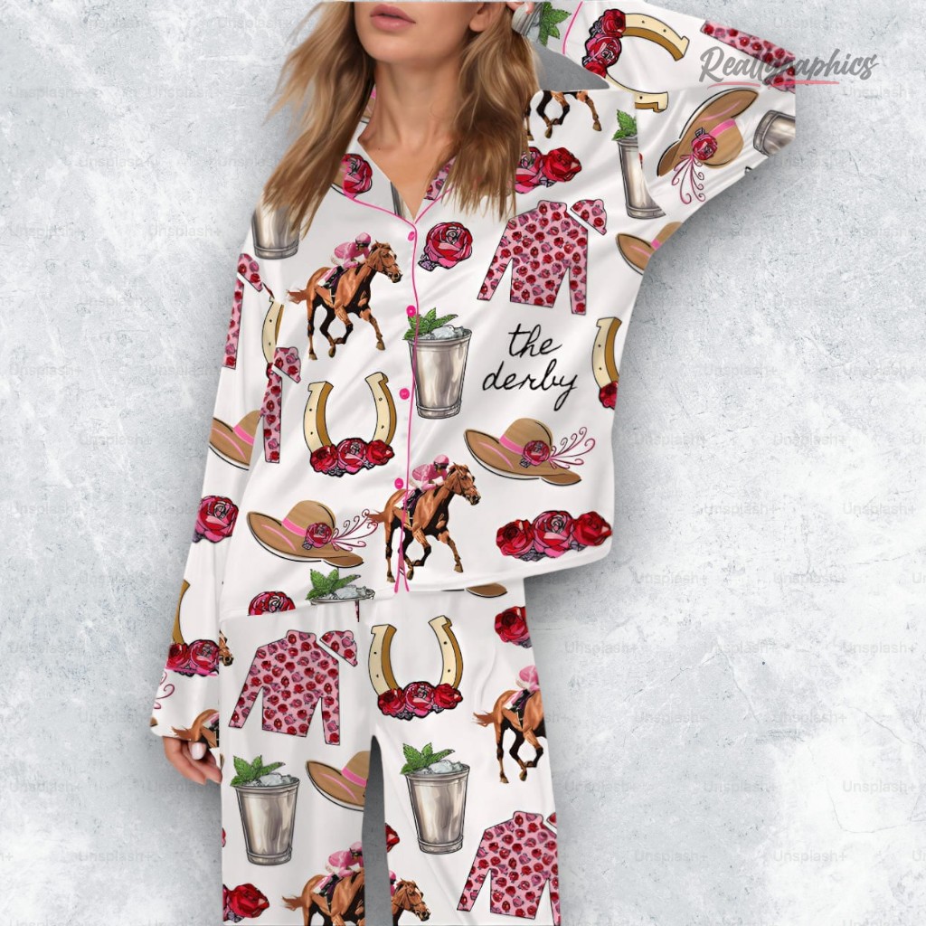 kentucky derby party satin pajama set 2 dgsod0
