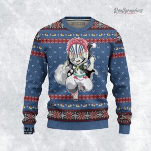 kny akaza ugly christmas sweater demon slayer custom anime sweatshirt 1 twchjk