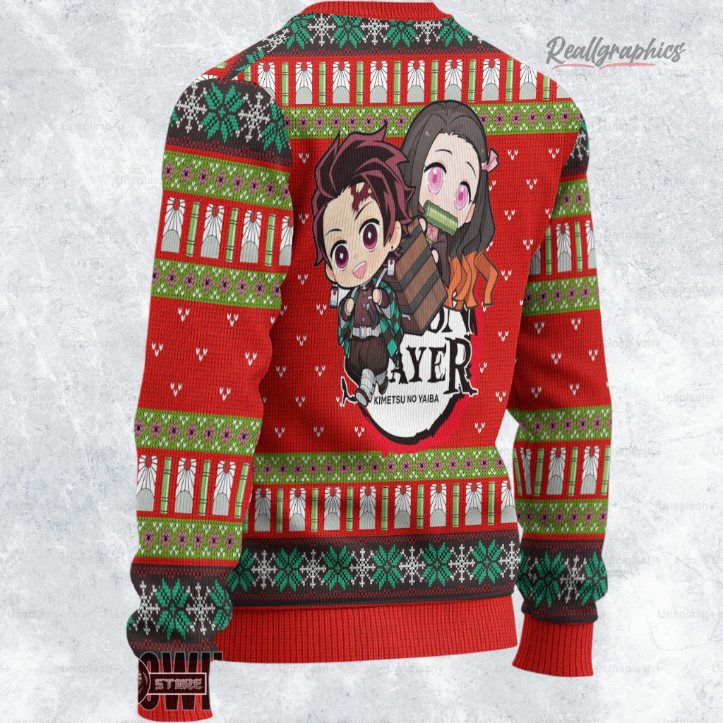 kny demon slayer ugly christmas sweater tanjiro x nezuko xmas ugly sweatshirt sweater 2 ucebx0