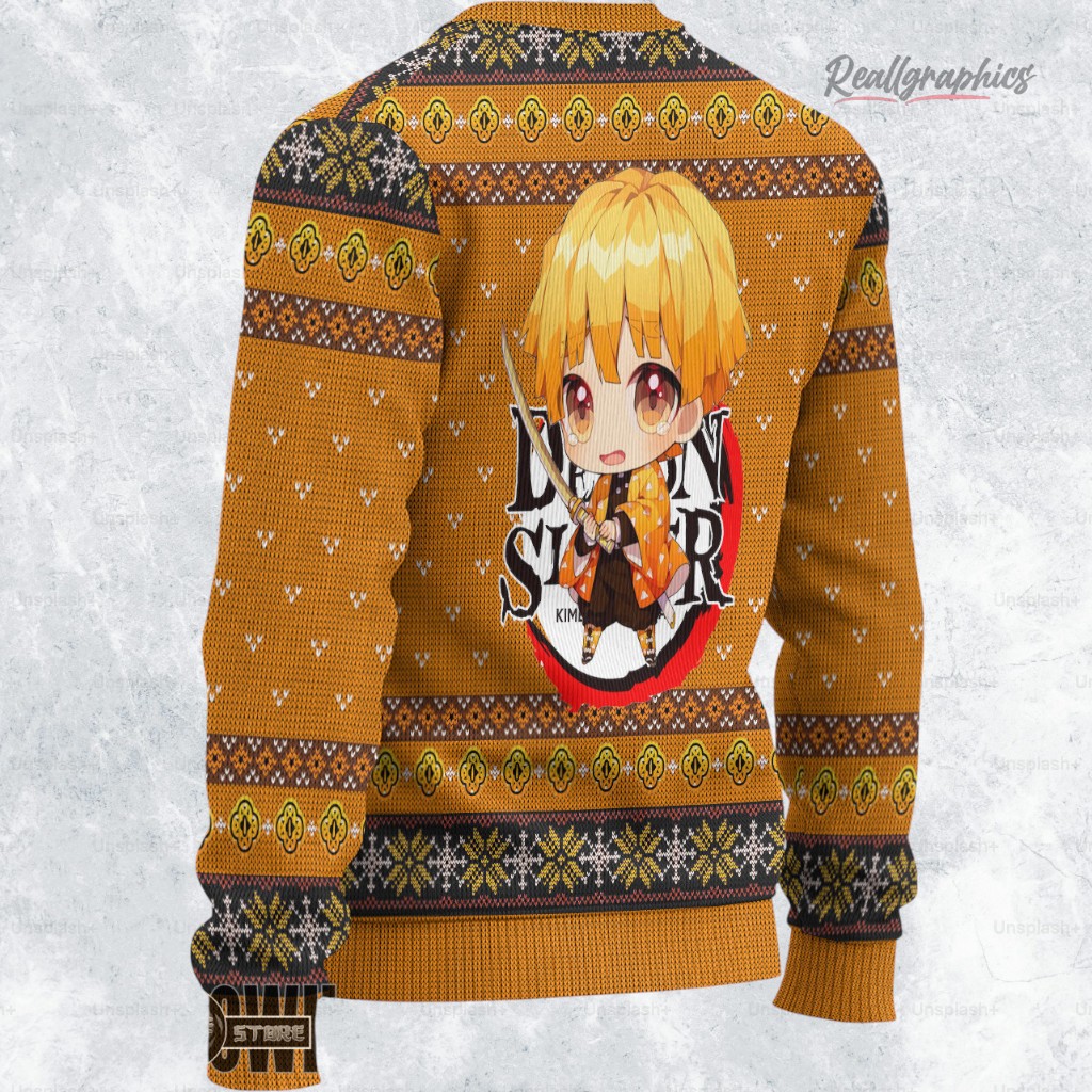 kny demon slayer ugly christmas sweater zenitsu xmas ugly sweatshirt sweater 2 kjdrbz