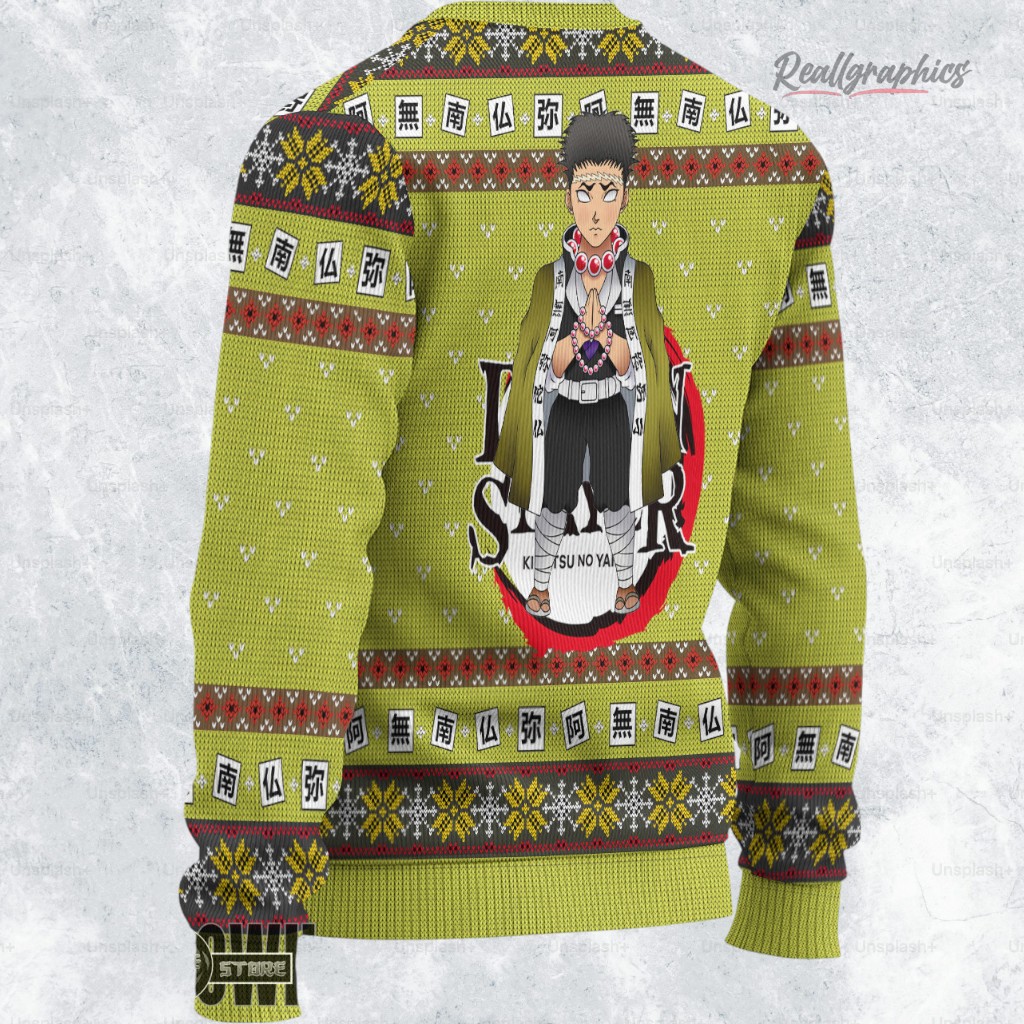 kny gyomei ugly christmas sweater demon slayer custom anime sweatshirt 2 hncigz