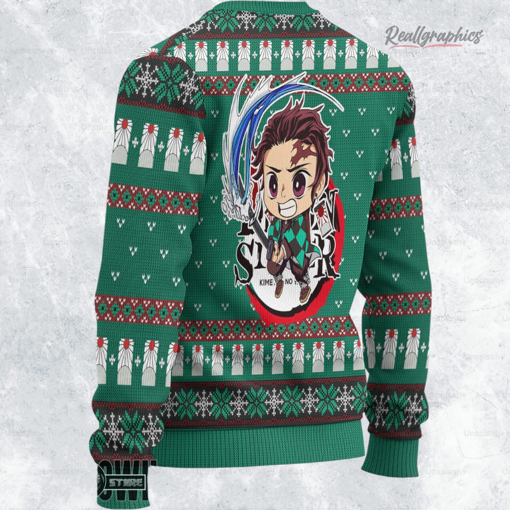 kny tanjiro ugly christmas sweater demon slayer custom anime sweatshirt 2 t9yahn