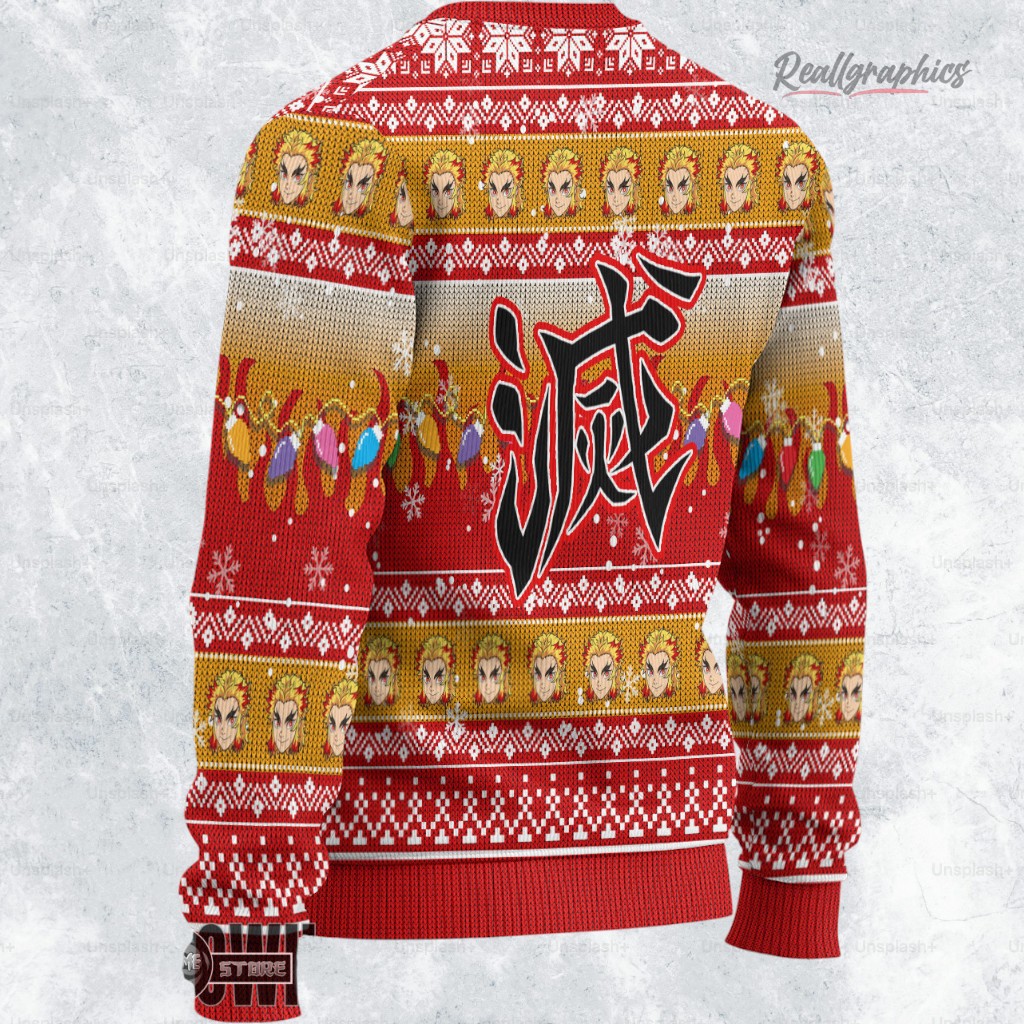 kyojuro ugly christmas sweater demon slayer custom anime sweatshirt 2 svci5z