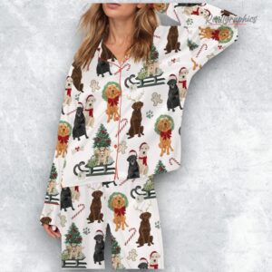 labrador retrieer christmas silky satin pajama set 1 yvghmw