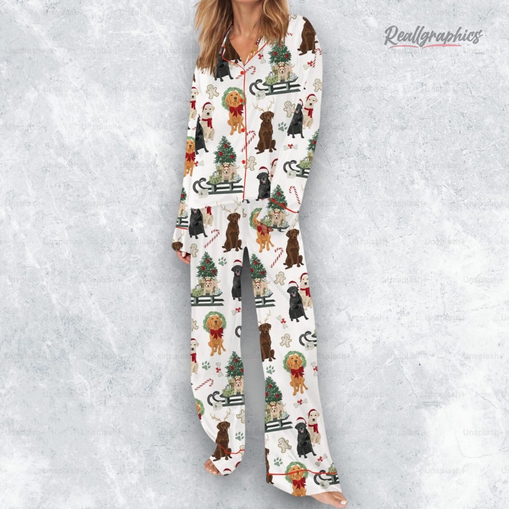 labrador retrieer christmas silky satin pajama set 2 ypuiu8
