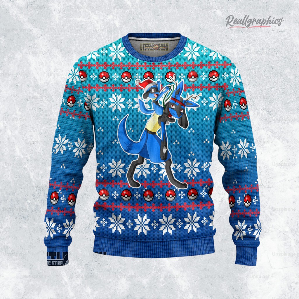Lucario Ugly Christmas Sweater Pokemon Xmas Ugly Sweatshirt, Sweater Lucario Ugly Christmas Sweater Pokemon Xmas Ugly Sweatshirt, Sweater