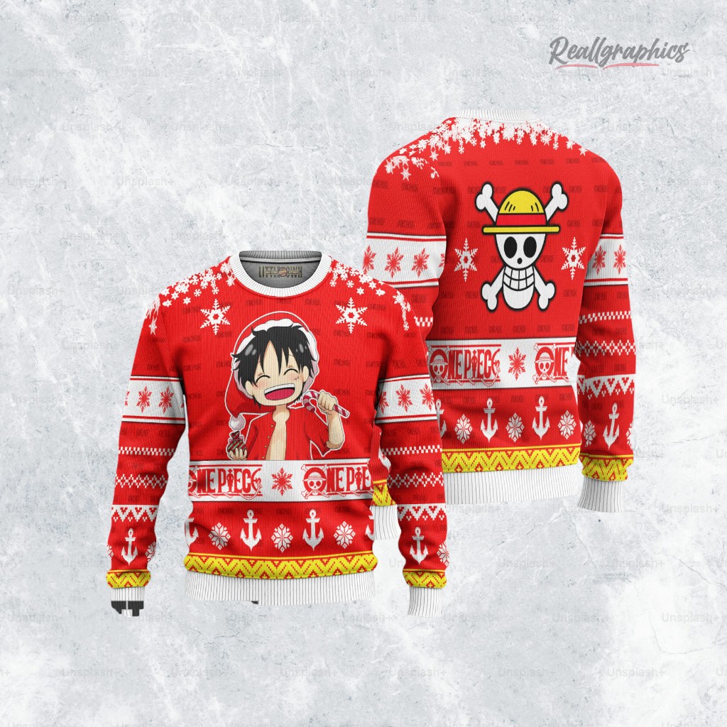 luffy one piece anime christmas ugly sweater anime xmas gift ideas 3 wpevez