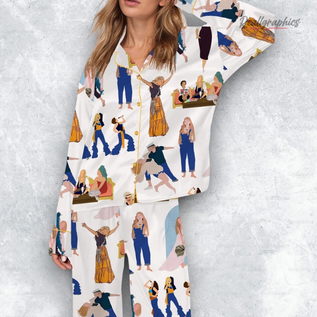 mamma mia dancing queen satin pajama set 2 lqeajs