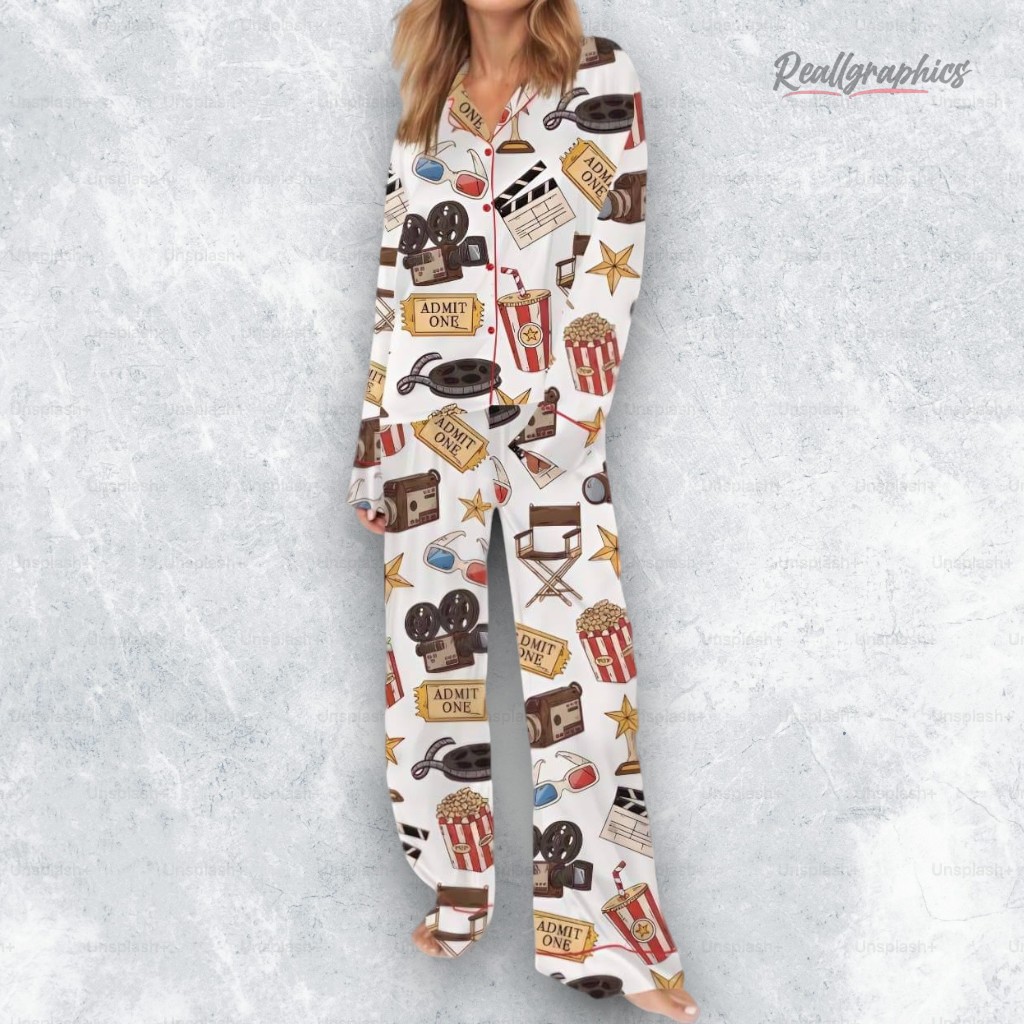 Movie Journal Satin Pajama Set Movie Journal Satin Pajama Set