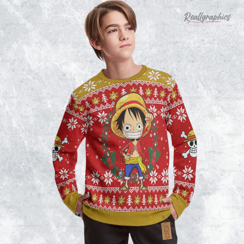 Monkey D. Luffy Ugly Sweater One Piece Xmas Ugly Sweatshirt, Sweater Monkey D. Luffy Ugly Sweater One Piece Xmas Ugly Sweatshirt, Sweater
