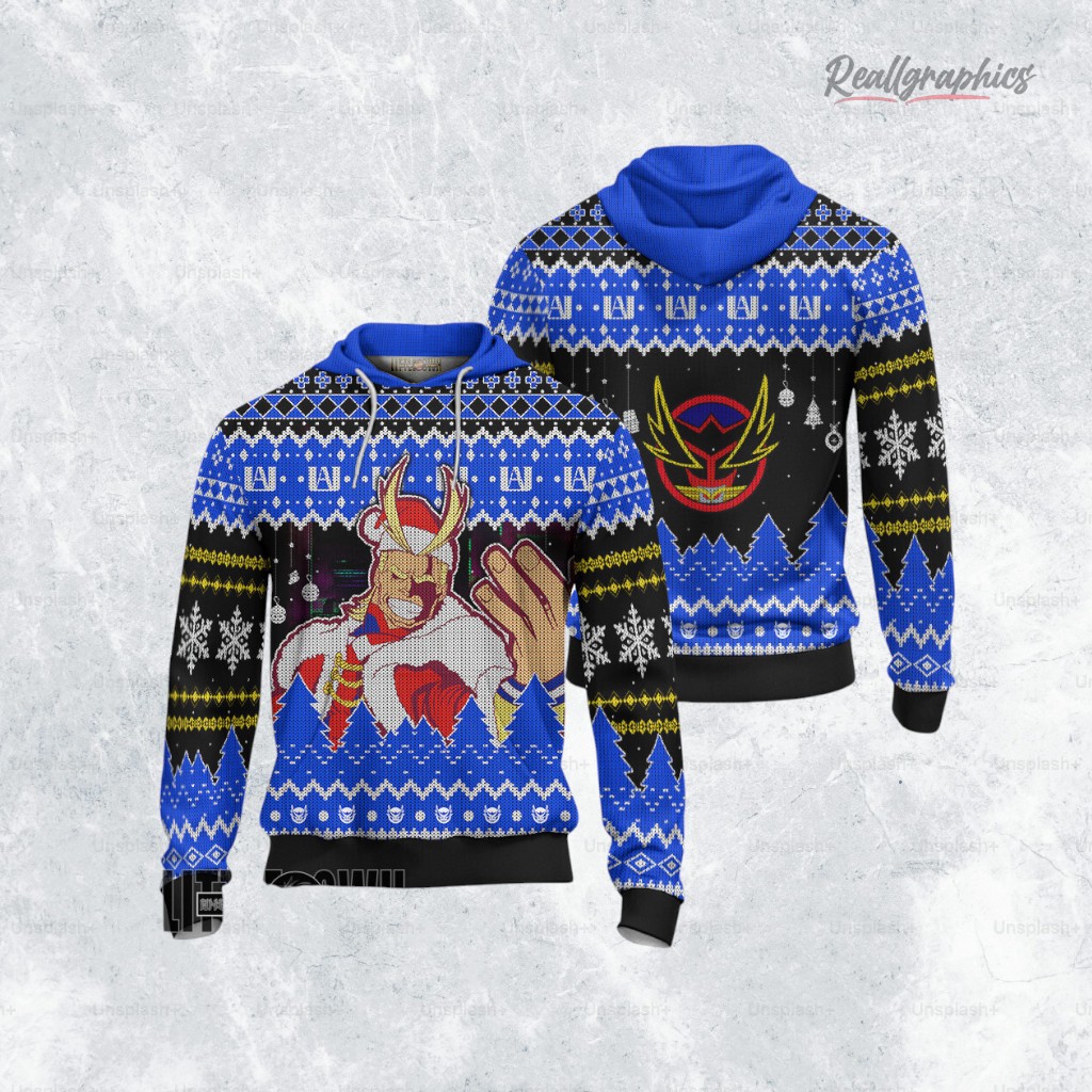 my hero academia all might anime christmas ugly sweater anime xmas gift ideas 2 btfkfm