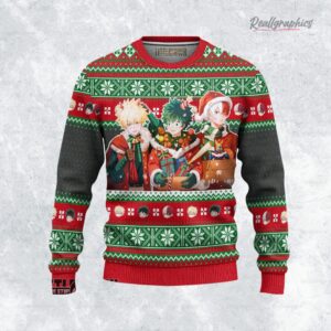 my hero academia characters ugly christmas sweater 1 ialm2n