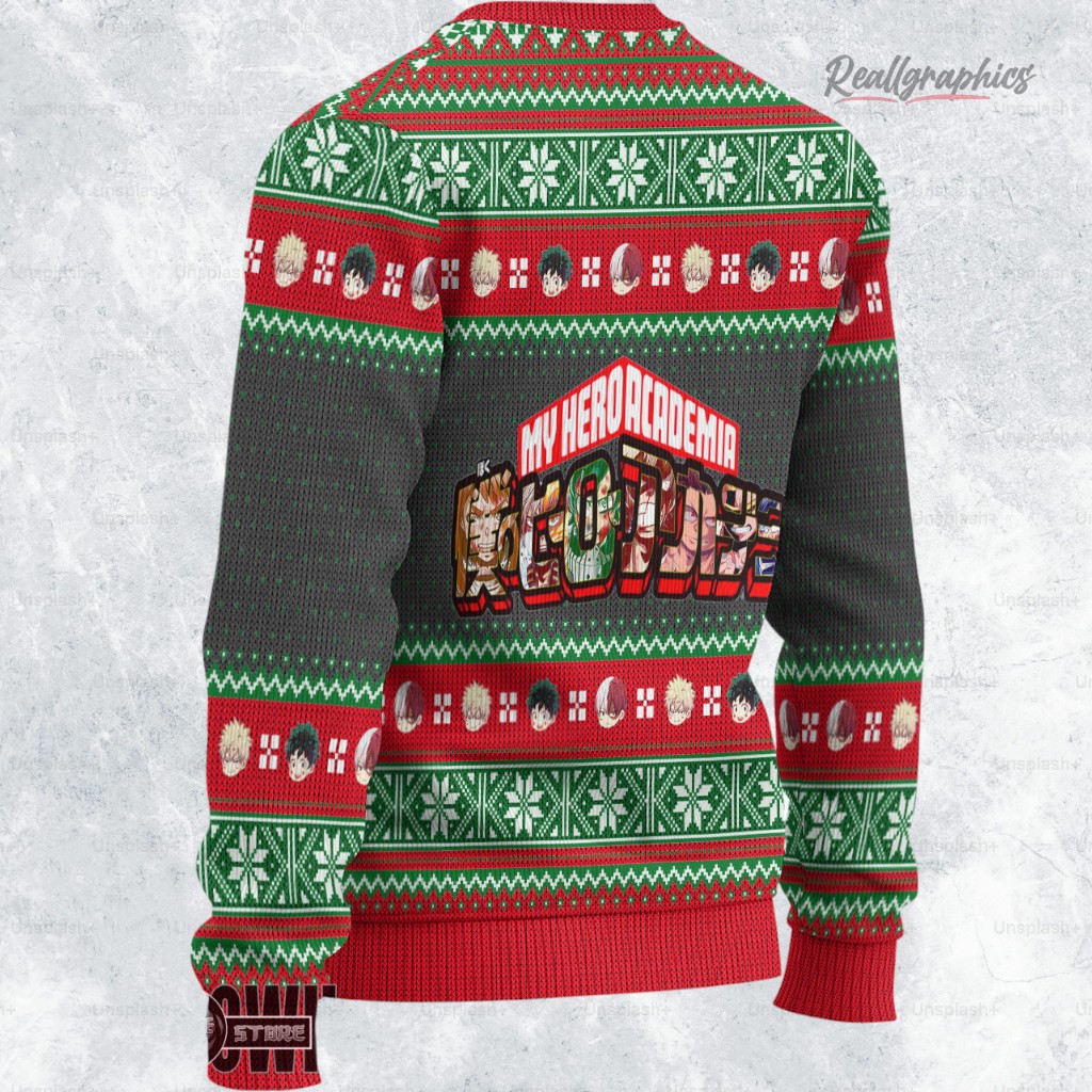 my hero academia characters ugly christmas sweater 2 jgqwbt
