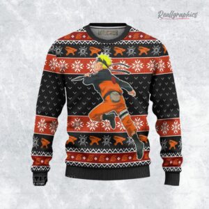 naruto uzumaki running ugly christmas sweater 1 vvia8n