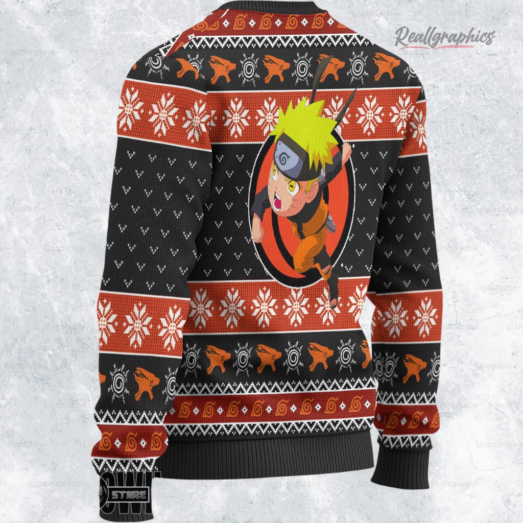 naruto uzumaki running ugly christmas sweater 2 akzcgf