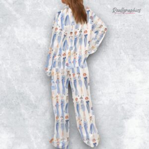 nautical style satin pajama set 1 aijco1