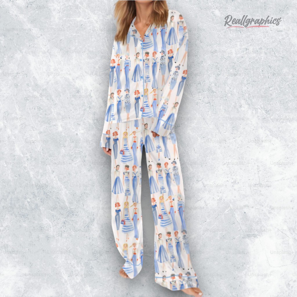 nautical style satin pajama set 2 sxbrk0