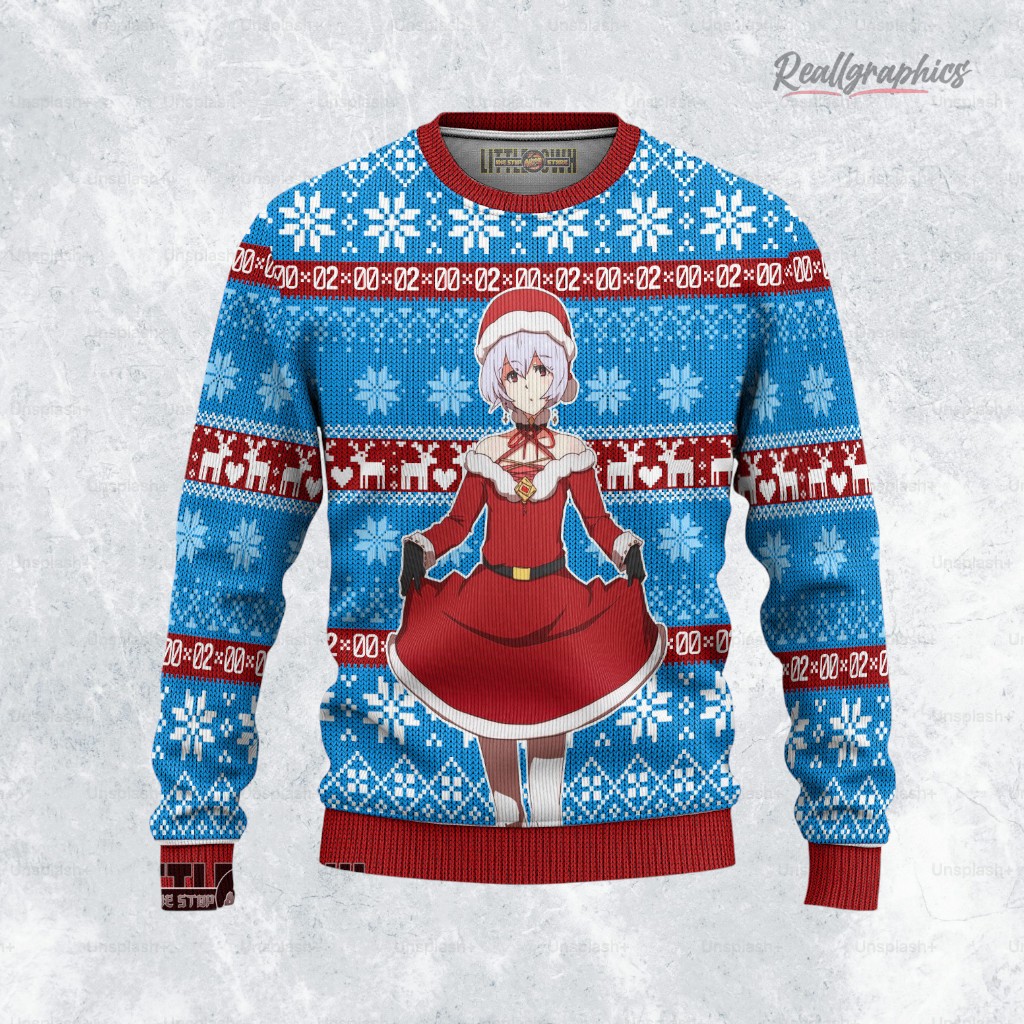 Neon Genesis Evangelion Ugly Christmas Sweater Rei Sweatshirt Neon Genesis Evangelion Ugly Christmas Sweater Rei Sweatshirt