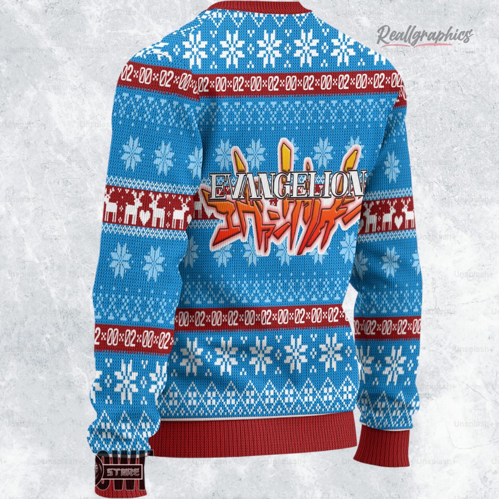 neon genesis eangelion ugly christmas sweater rei sweatshirt 2 iyplwi