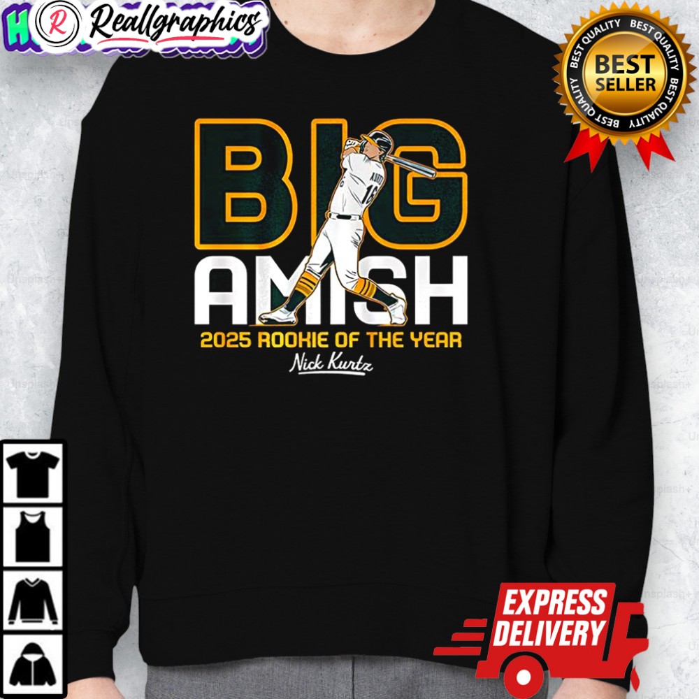 nick kurtz oakland athletics baseball big amish rookie of the year 2025 shirt 2 t0ts0s