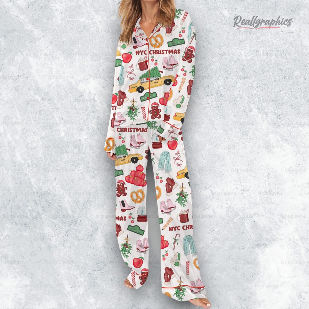 NYC Christmas Silky Satin Pajama Set NYC Christmas Silky Satin Pajama Set