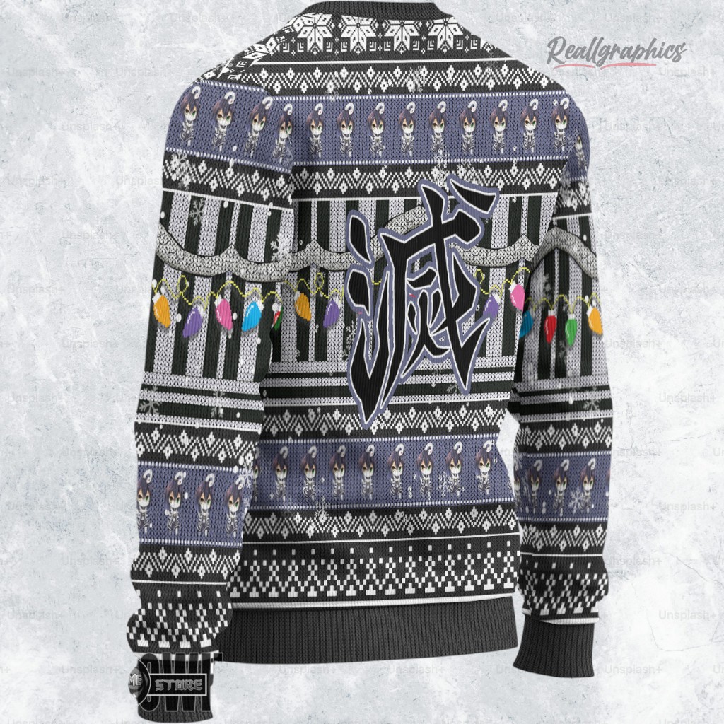 obanai ugly christmas sweater demon slayer custom anime sweatshirt 2 n3cozb