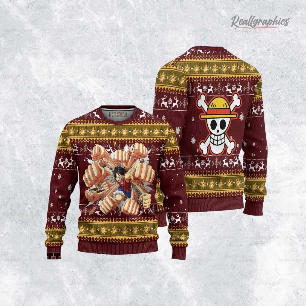 one-piece-ugly-christmas-sweater-luffy-gun-punches-custom-anime-sweatshirt-3_j2wilh one piece ugly christmas sweater luffy gun punches custom anime sweatshirt 3 j2wilh