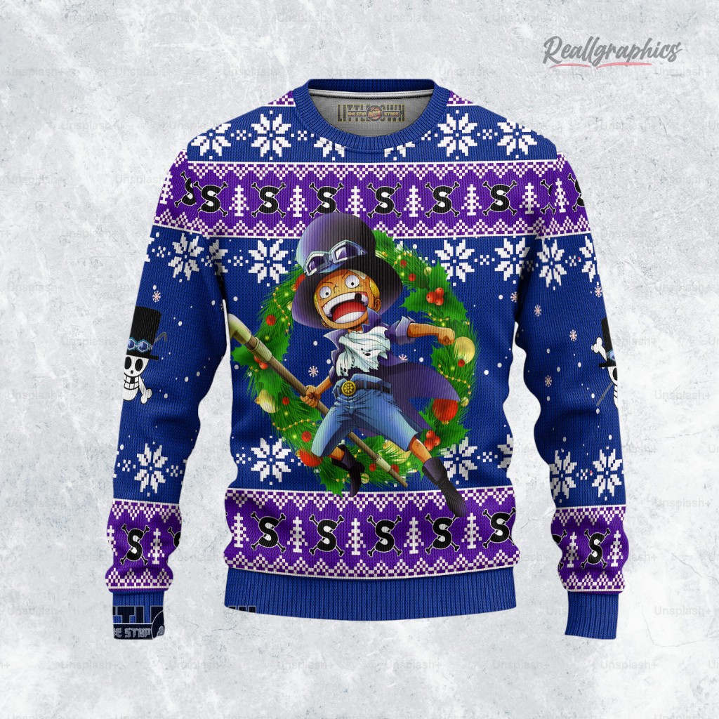One Piece Ugly Sweater Sabo Xmas Ugly Sweatshirt, Sweater One Piece Ugly Sweater Sabo Xmas Ugly Sweatshirt, Sweater